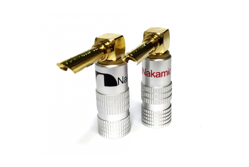 Nakamichi - Banana Plugs Angle stříbrná